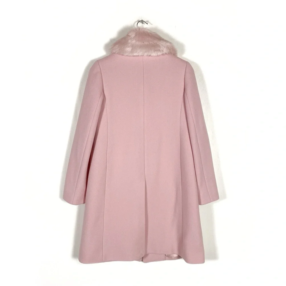 Kate Spade Faux Fur Lapel Wool Coat Pink - Picture 6 of 9